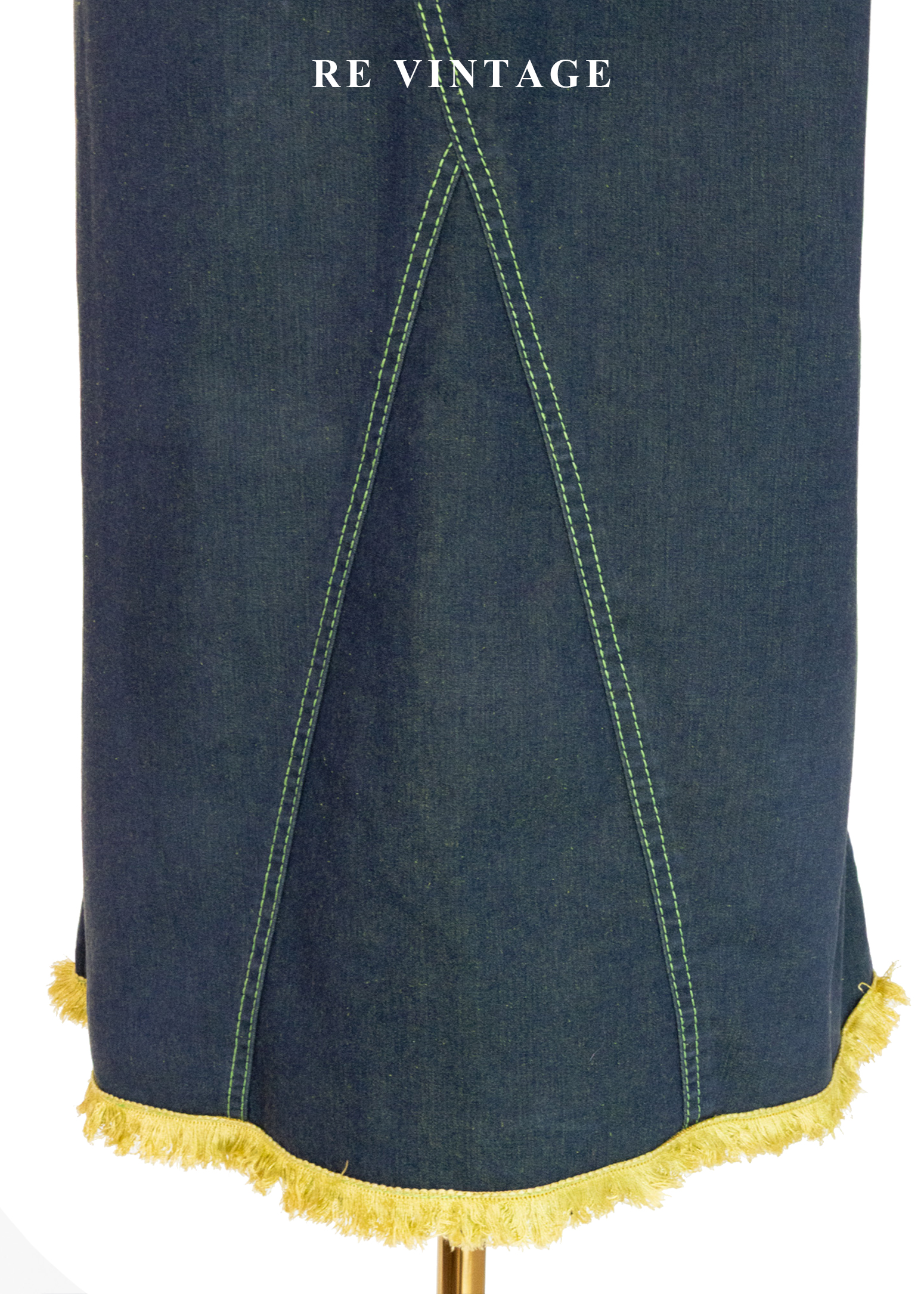 檸檬帶點綠個性單寧中長裙(26")4