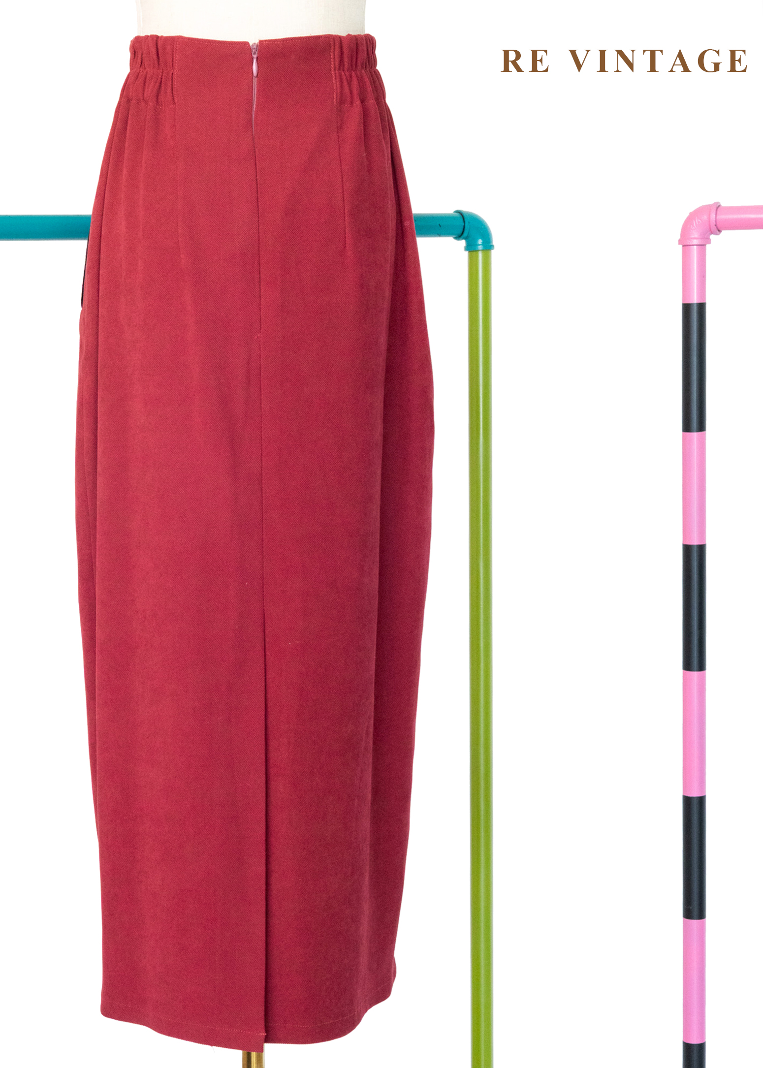 質感單品 - 磚紅色俐落剪裁的都市美裙(24-27")8