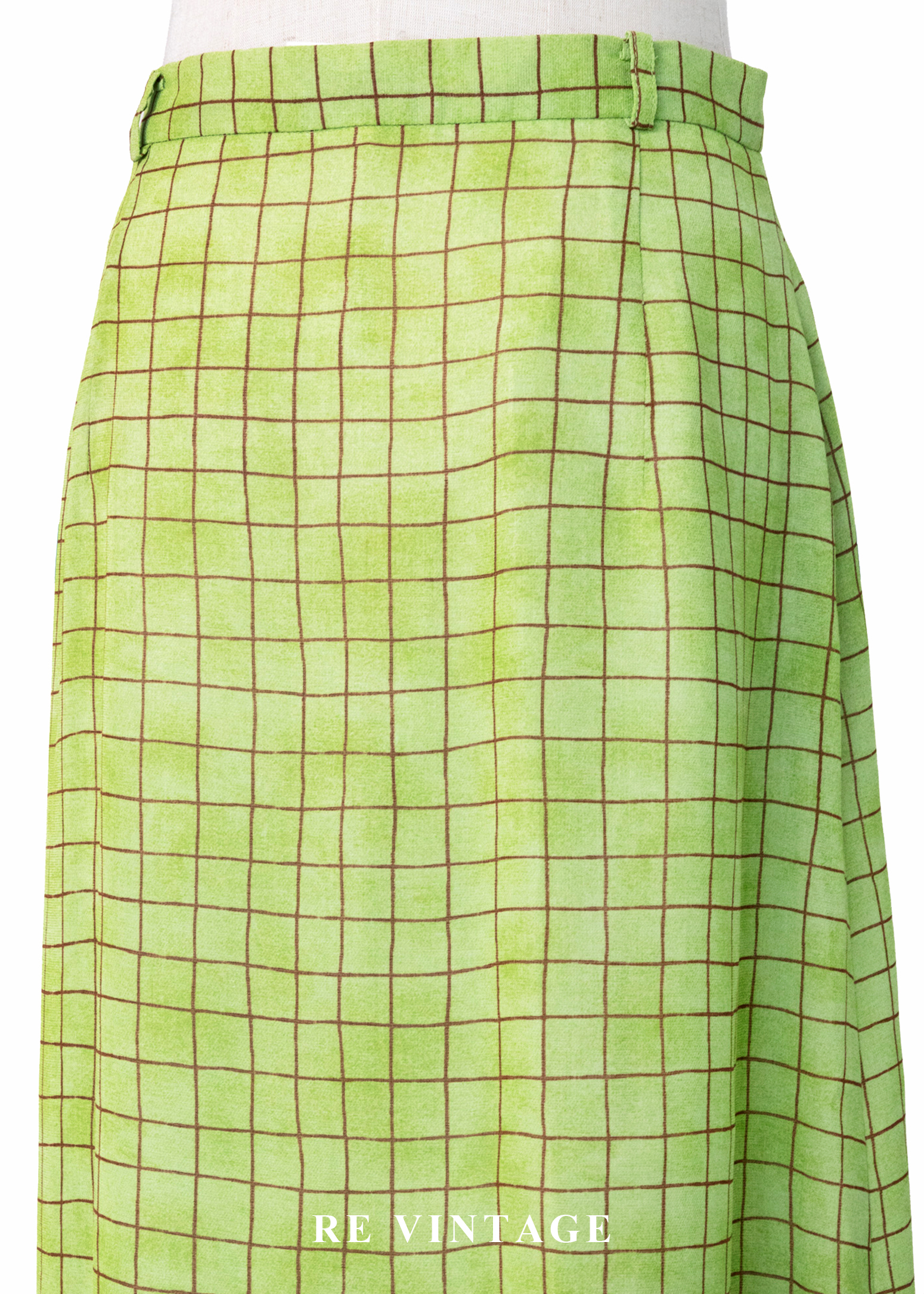 青寧色水彩暈染草地格紋長裙(25")7