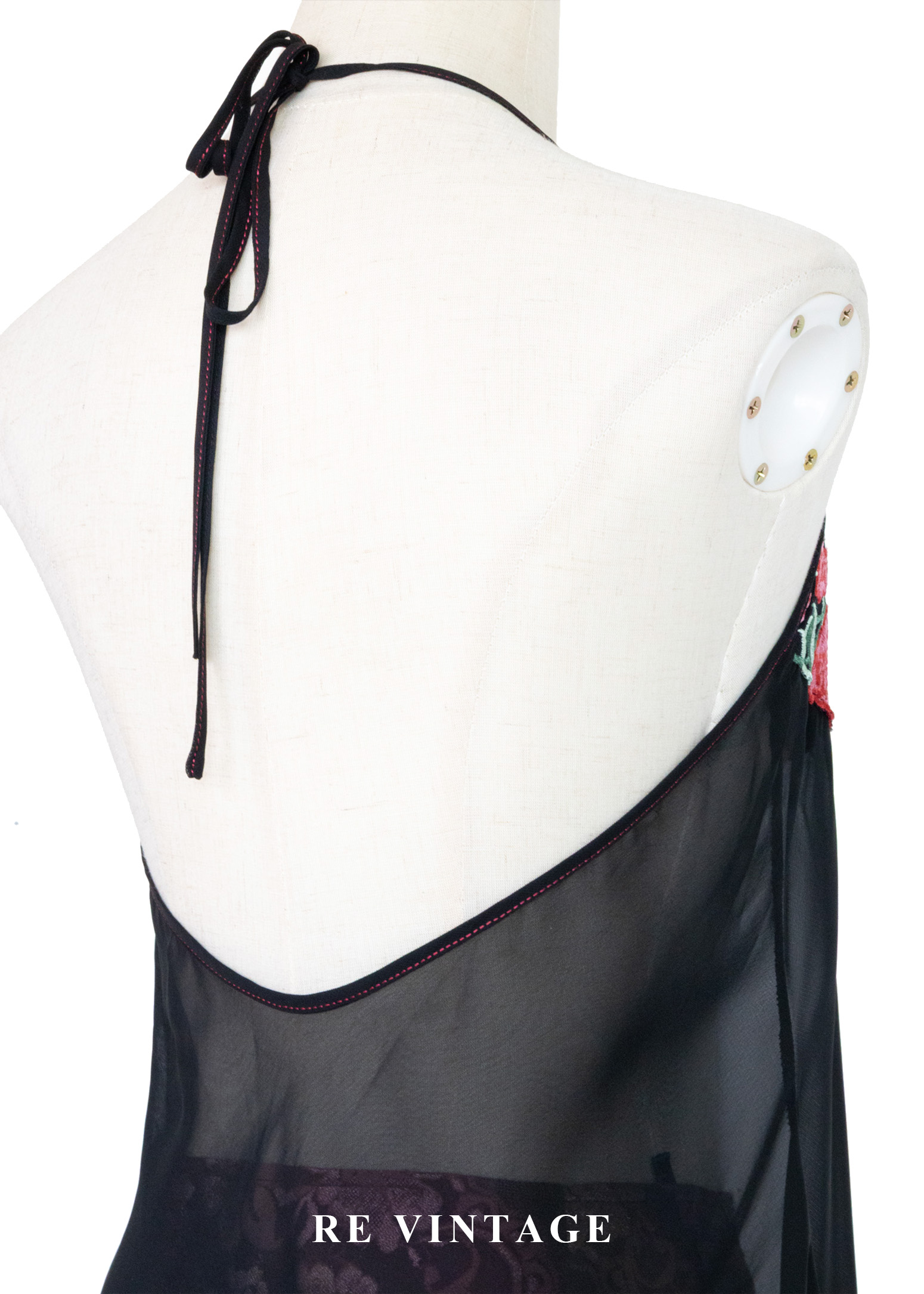 紅花黑紗東方韻味繞頸背心13