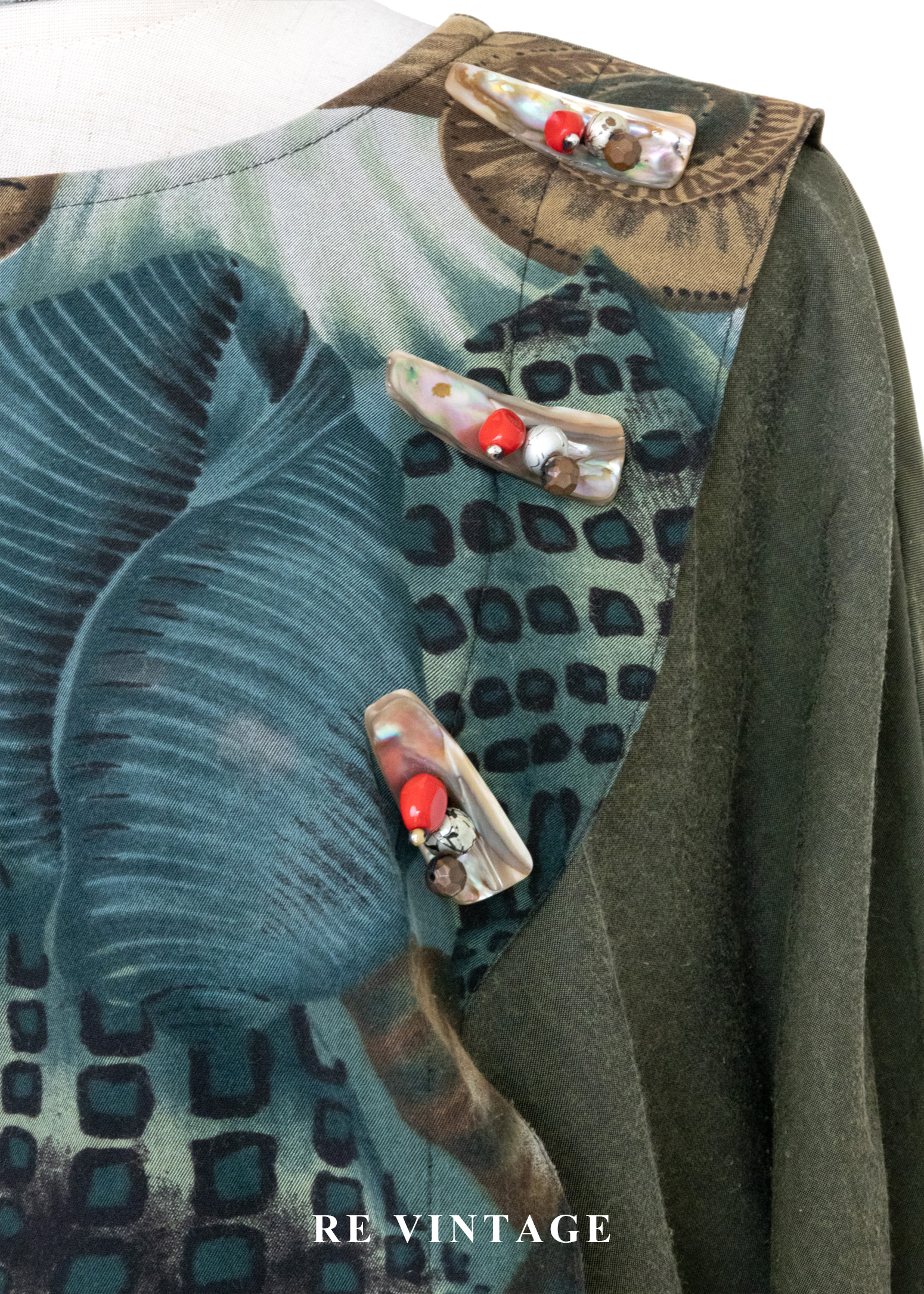 森林中的密談 - 藝術拼接衫落肩上衣5