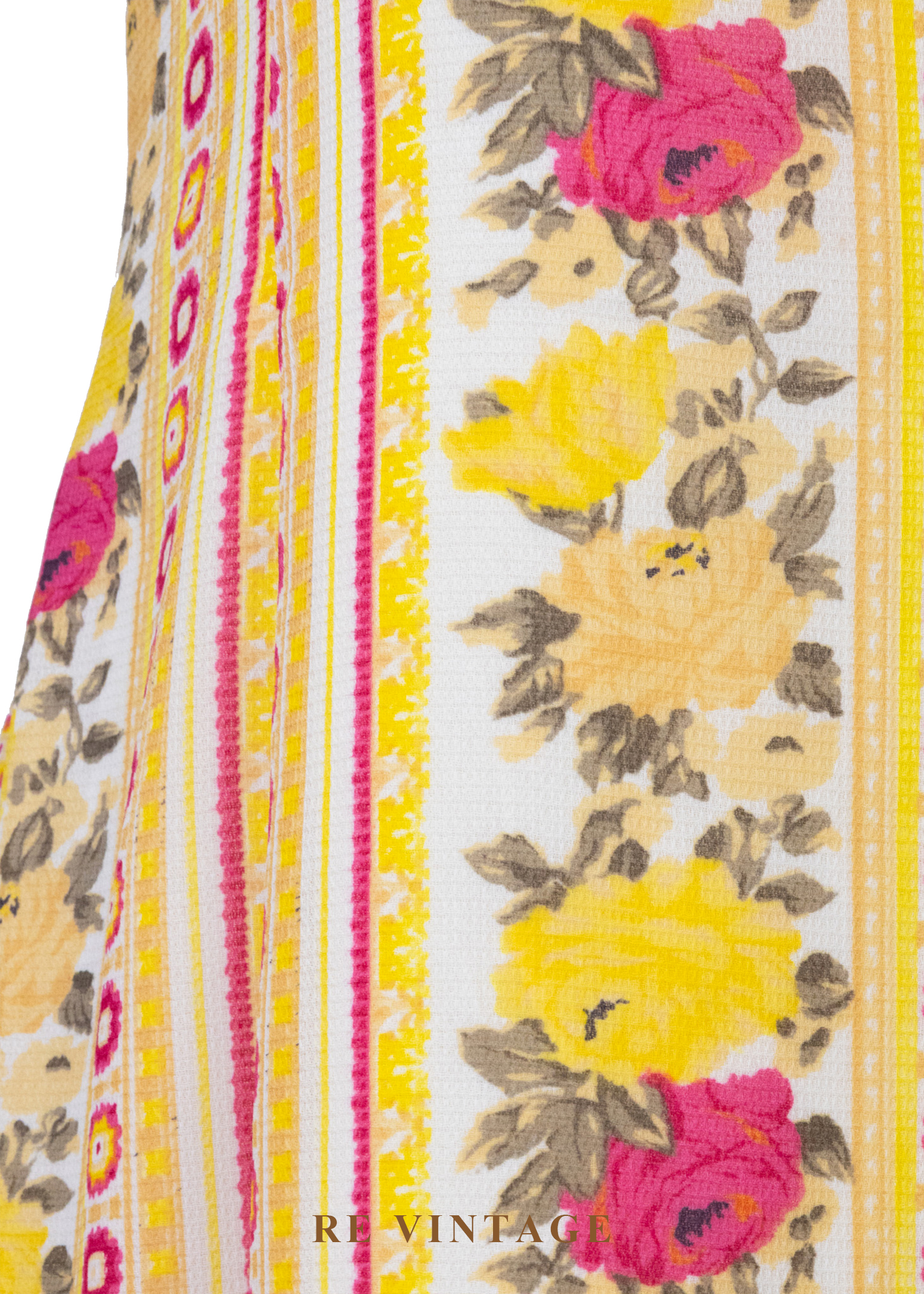 奶油檸檬黃線條粉紅玫瑰迷你洋裝8