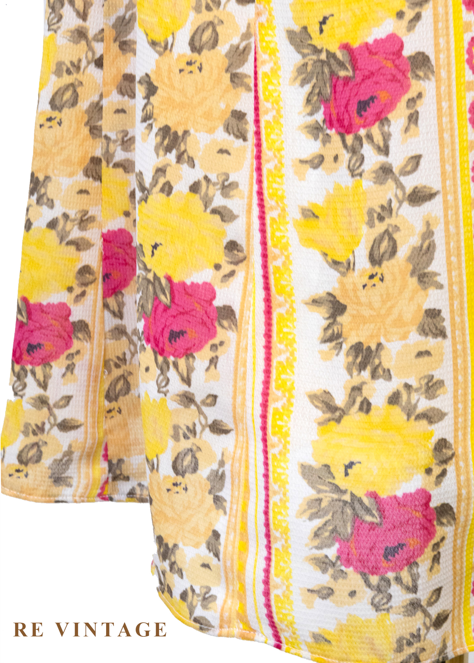 奶油檸檬黃線條粉紅玫瑰迷你洋裝13