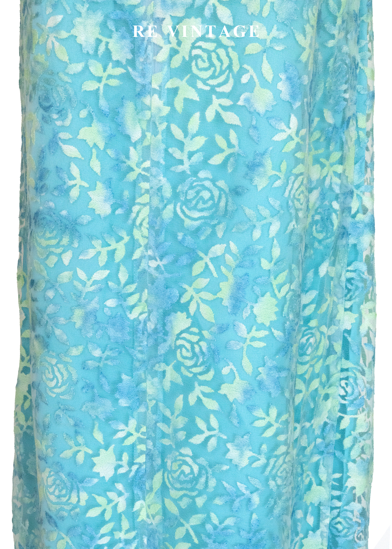 暈染湖水藍調玫瑰長裙(26")9