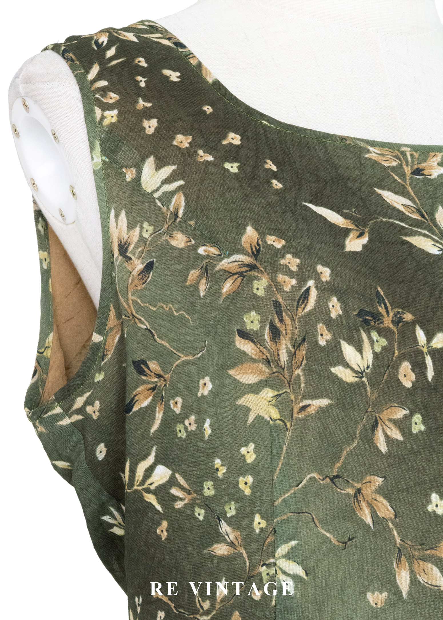 暮色森林復古苔蘚綠無袖長洋裝5