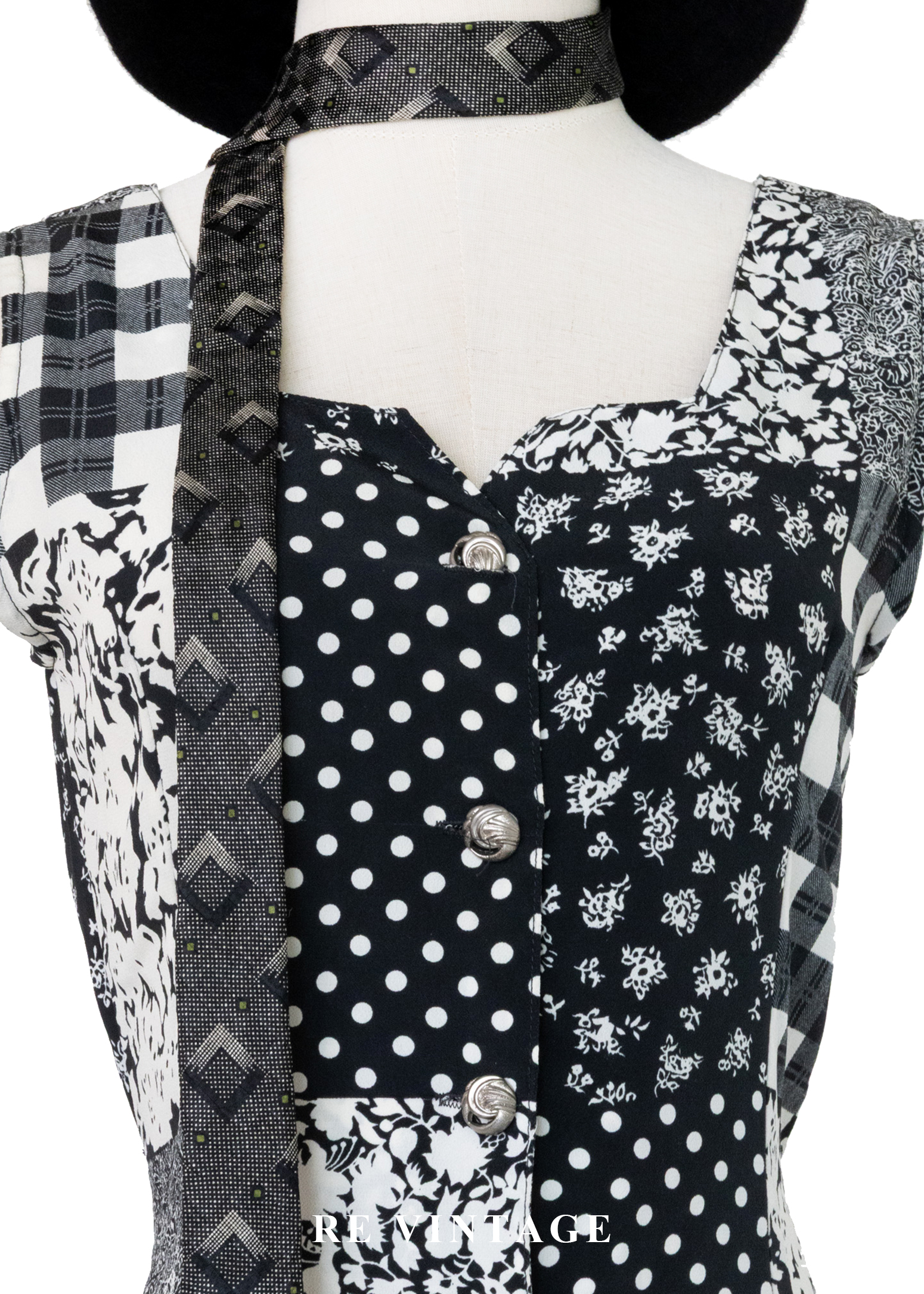 黑白故事拼圖 Patchwork 連身褲3