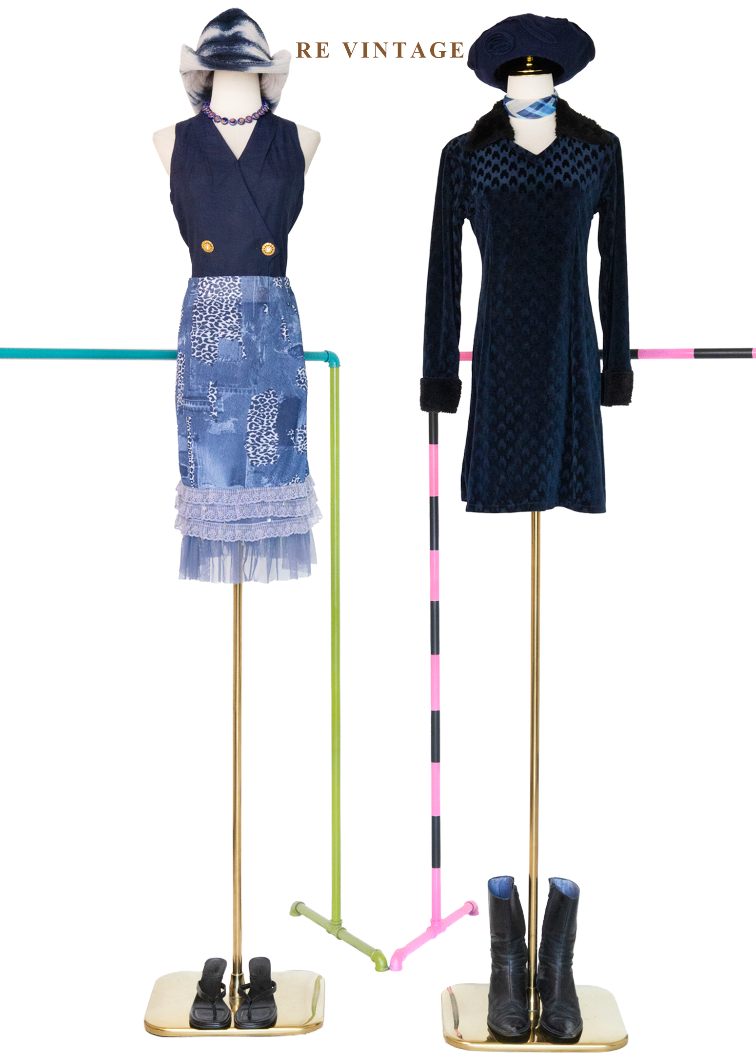 質感單品 - Navy Tailored Vest 金光雙排釦挖背背心2