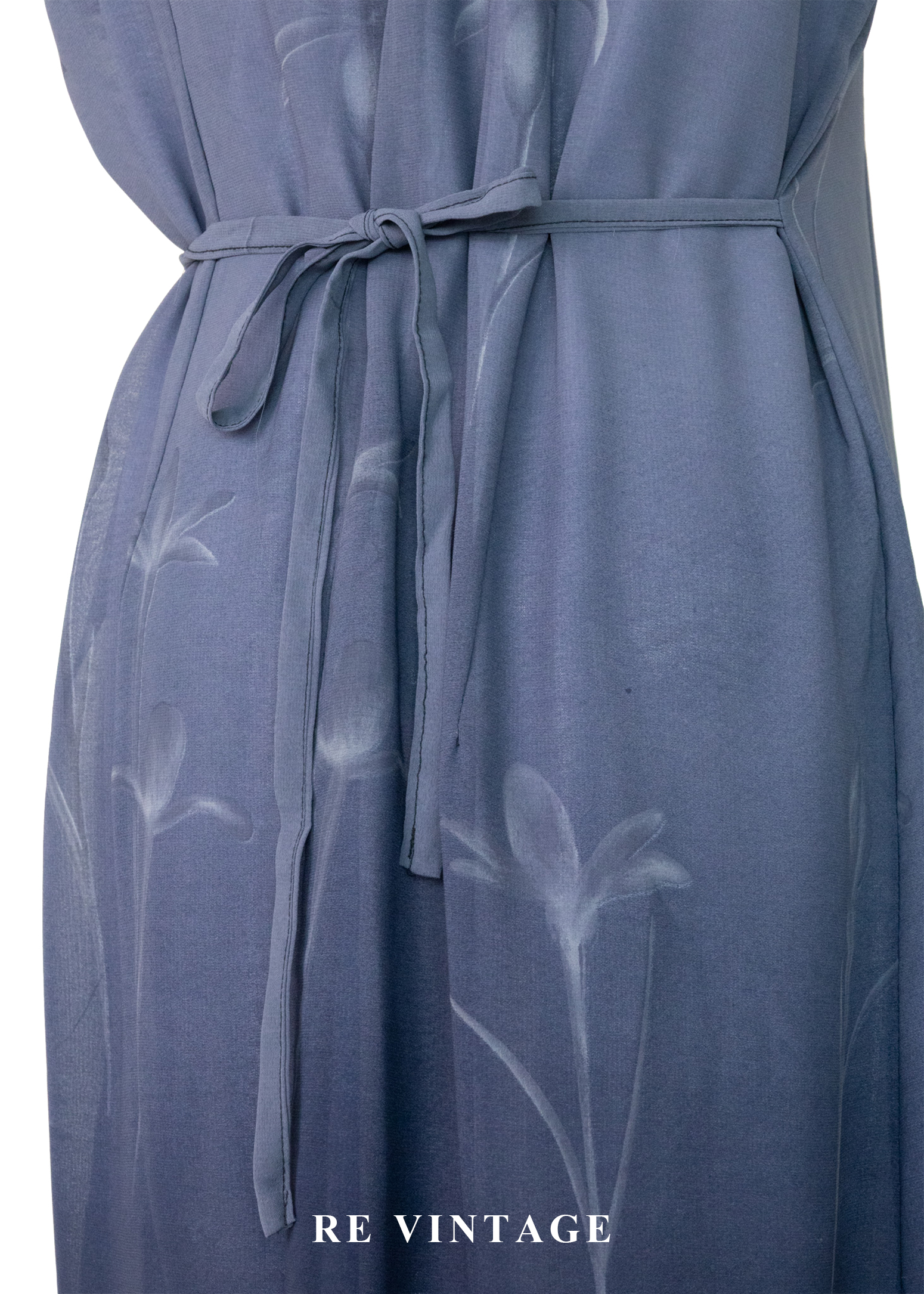 霧中灰藍湖面的花朵們長洋裝14