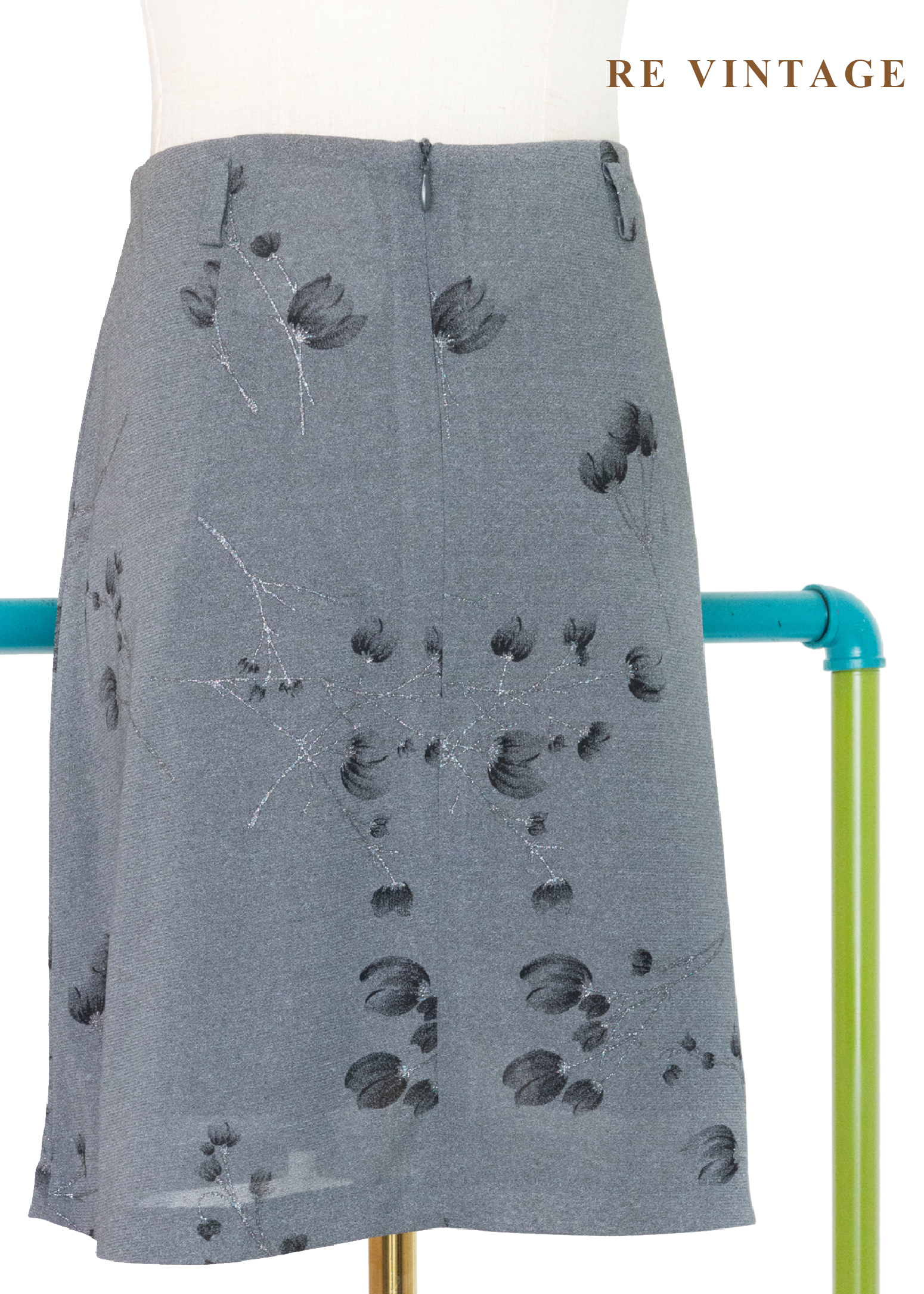 霧灰的花瓣與枝葉短裙(26")7