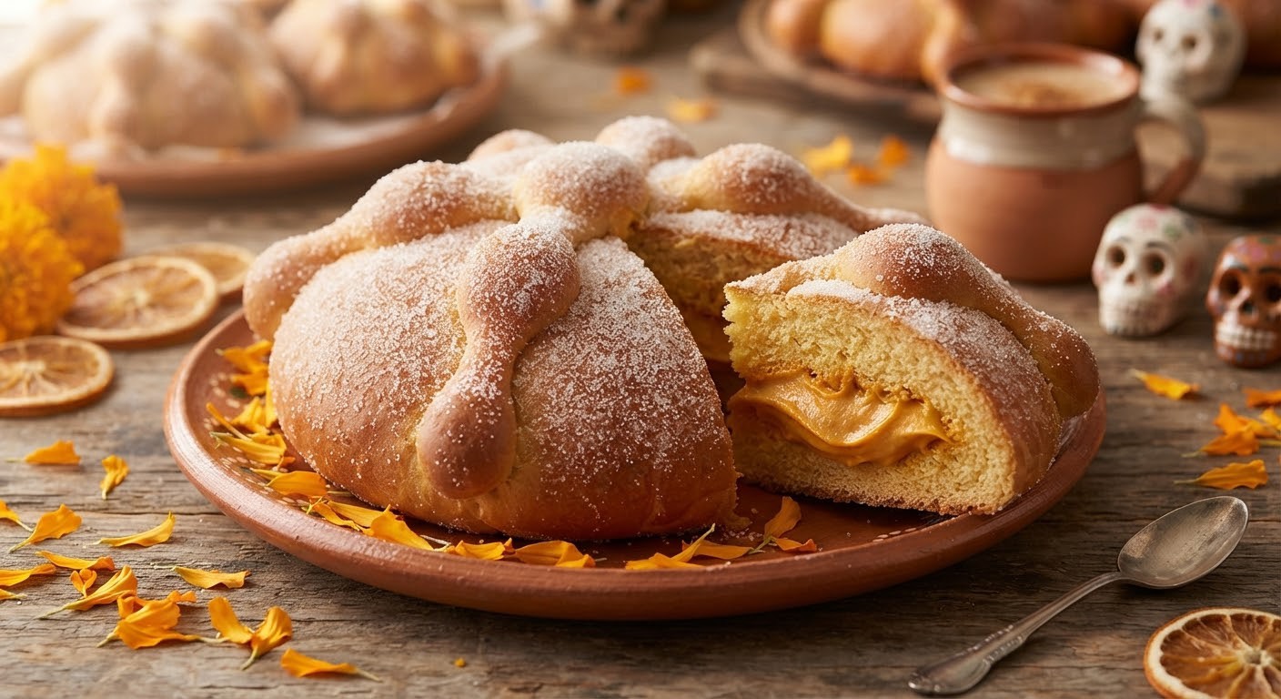 MI CASITA 2026 Pumpkin Pan de Muerto 2026米卡希達墨西哥亡靈節限定南瓜亡靈麵包,展示南瓜乳酪內餡