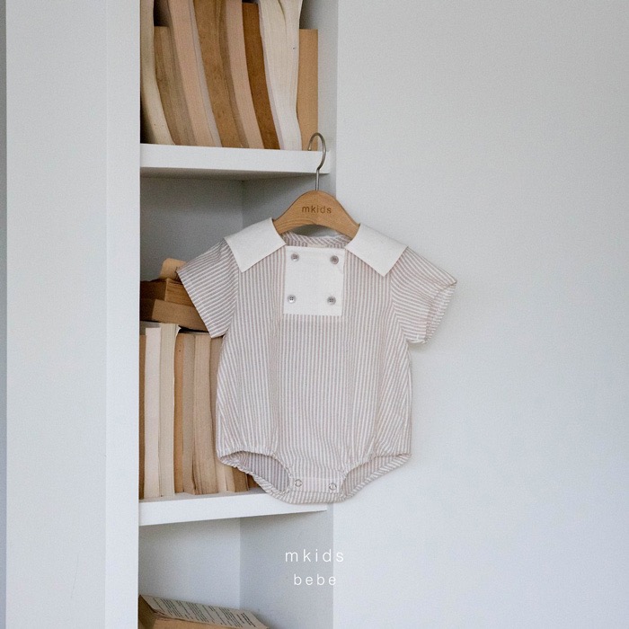 學院風鈕扣條紋包屁衣5