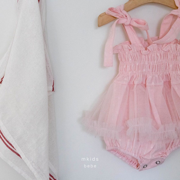 綁帶抓皺包屁紗裙(3color)15