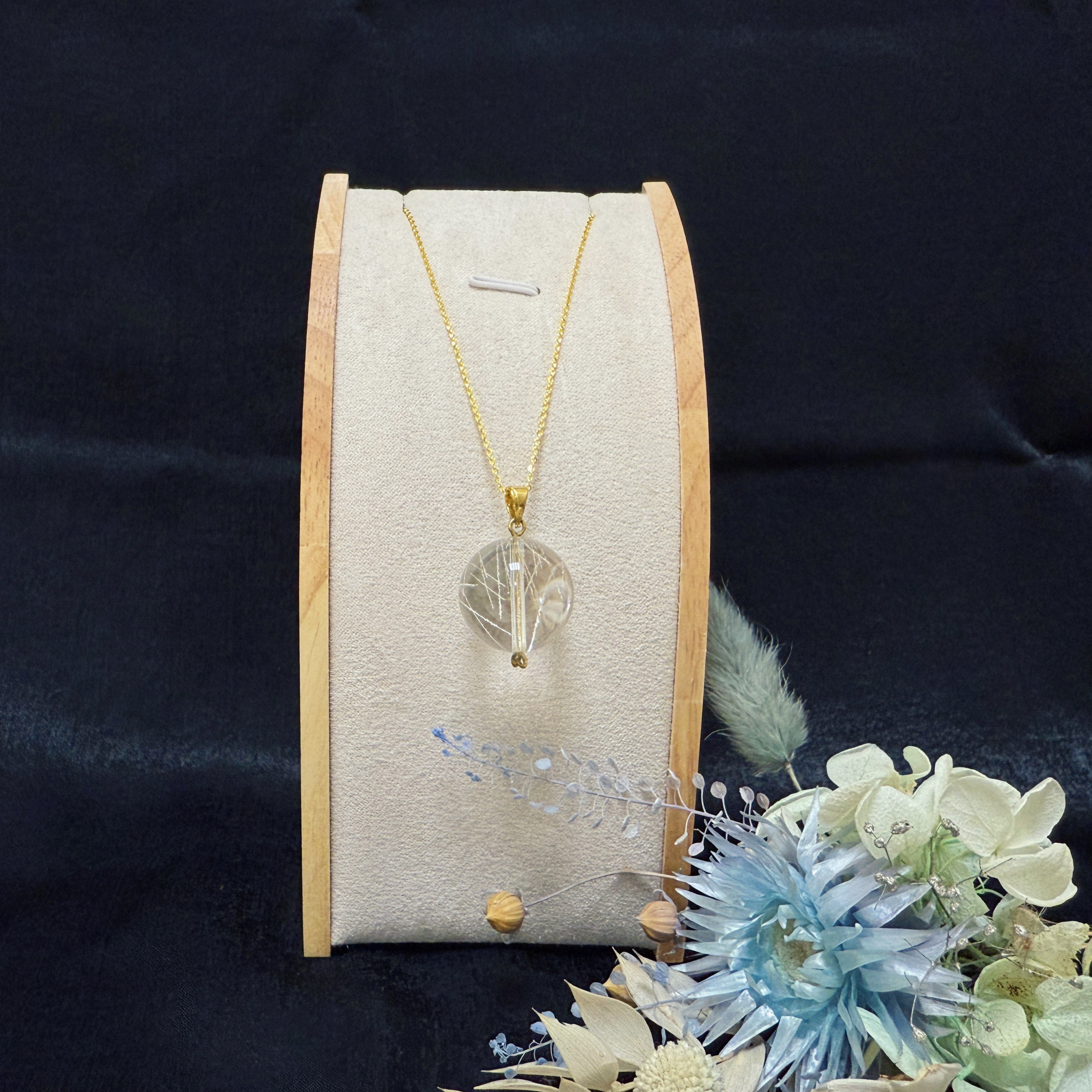 稀有高檔/金銀絲-《全淨體金銀鈦晶項鍊》1