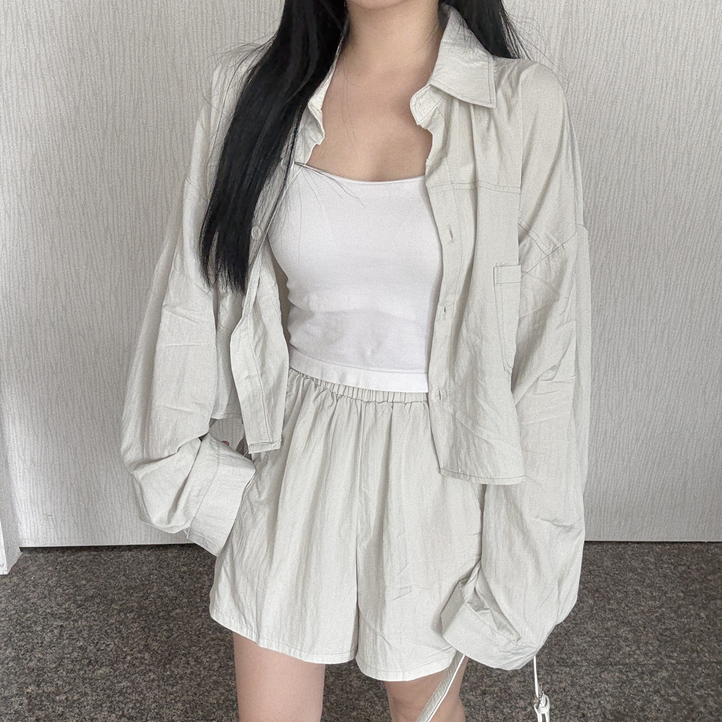 雙口袋襯衫短褲set