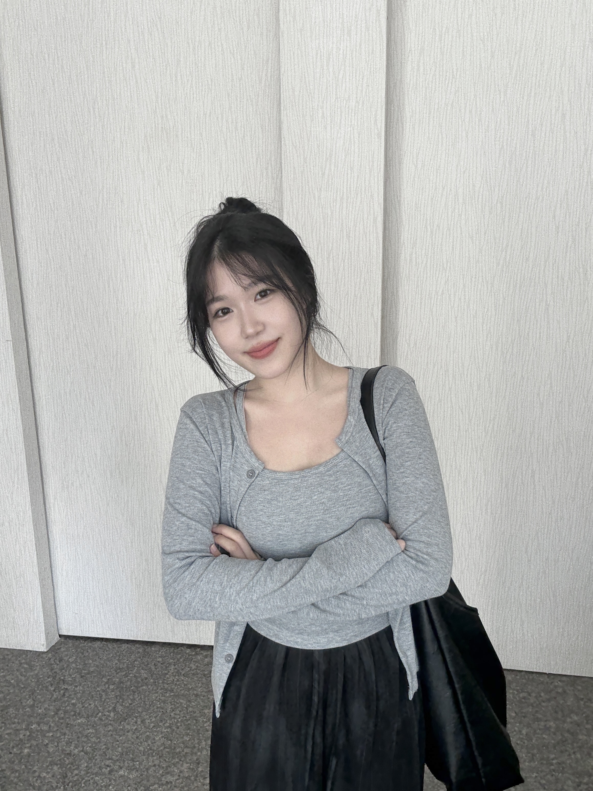 直坑紋棉質背心+排扣小外套