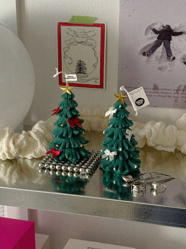 10X10代購🇰🇷蝴蝶結聖誕樹造型蠟燭