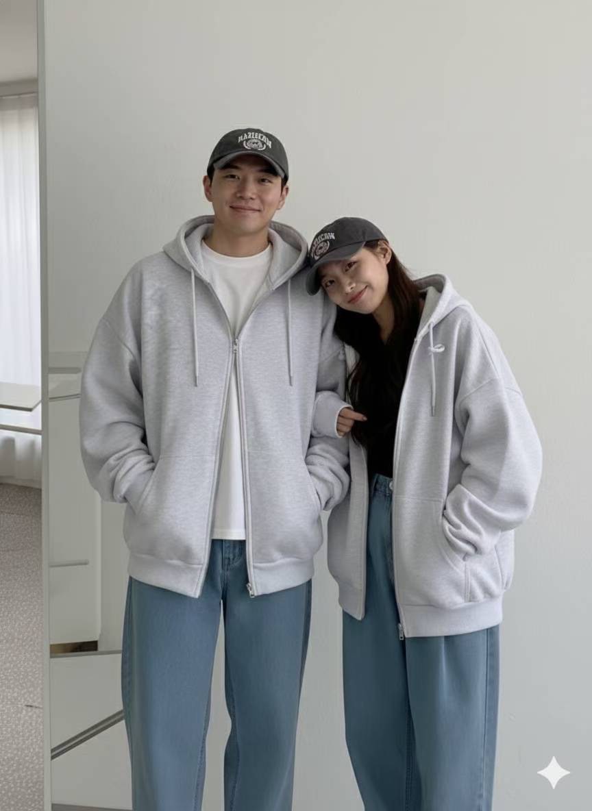 MADE IN KOREA🇰🇷雙拉鏈厚磅內磨毛連帽外套(男女裝)