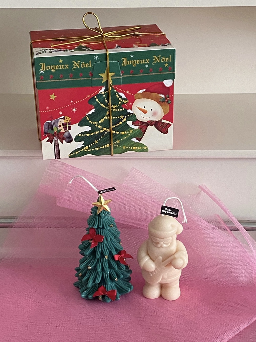 10X10代購🇰🇷蝴蝶結聖誕樹造型蠟燭6