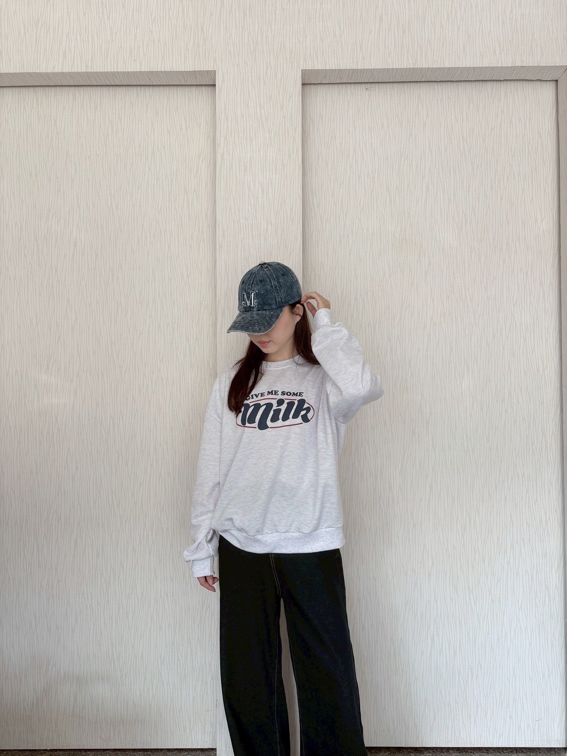 正韓🇰🇷milk內磨毛薄款大學T