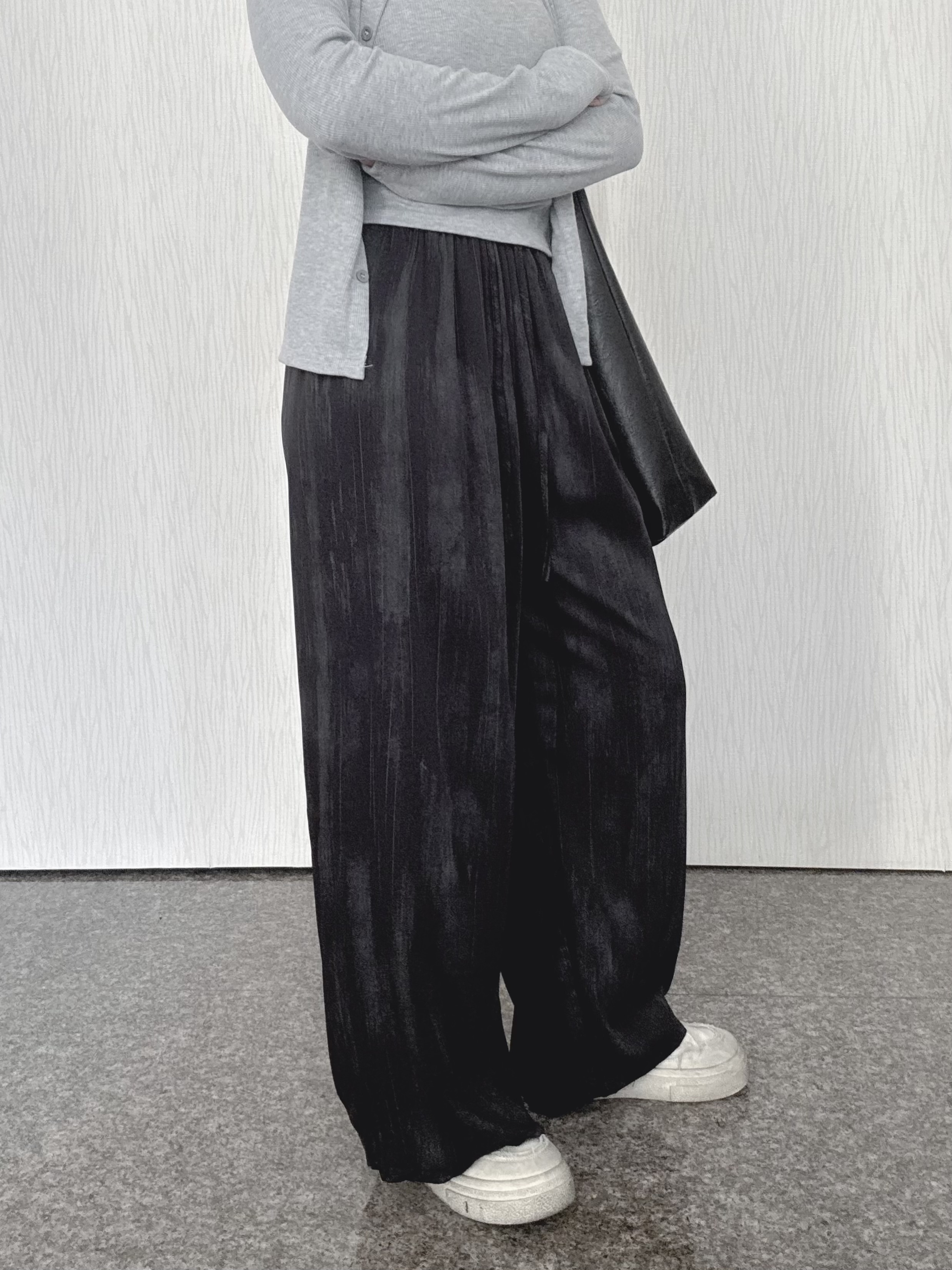 工業風刷色超薄休閒寬褲