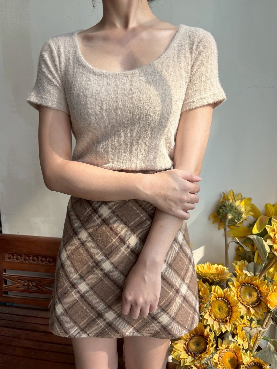 正韓🇰🇷薄海毛短袖圓領上衣(不刺)