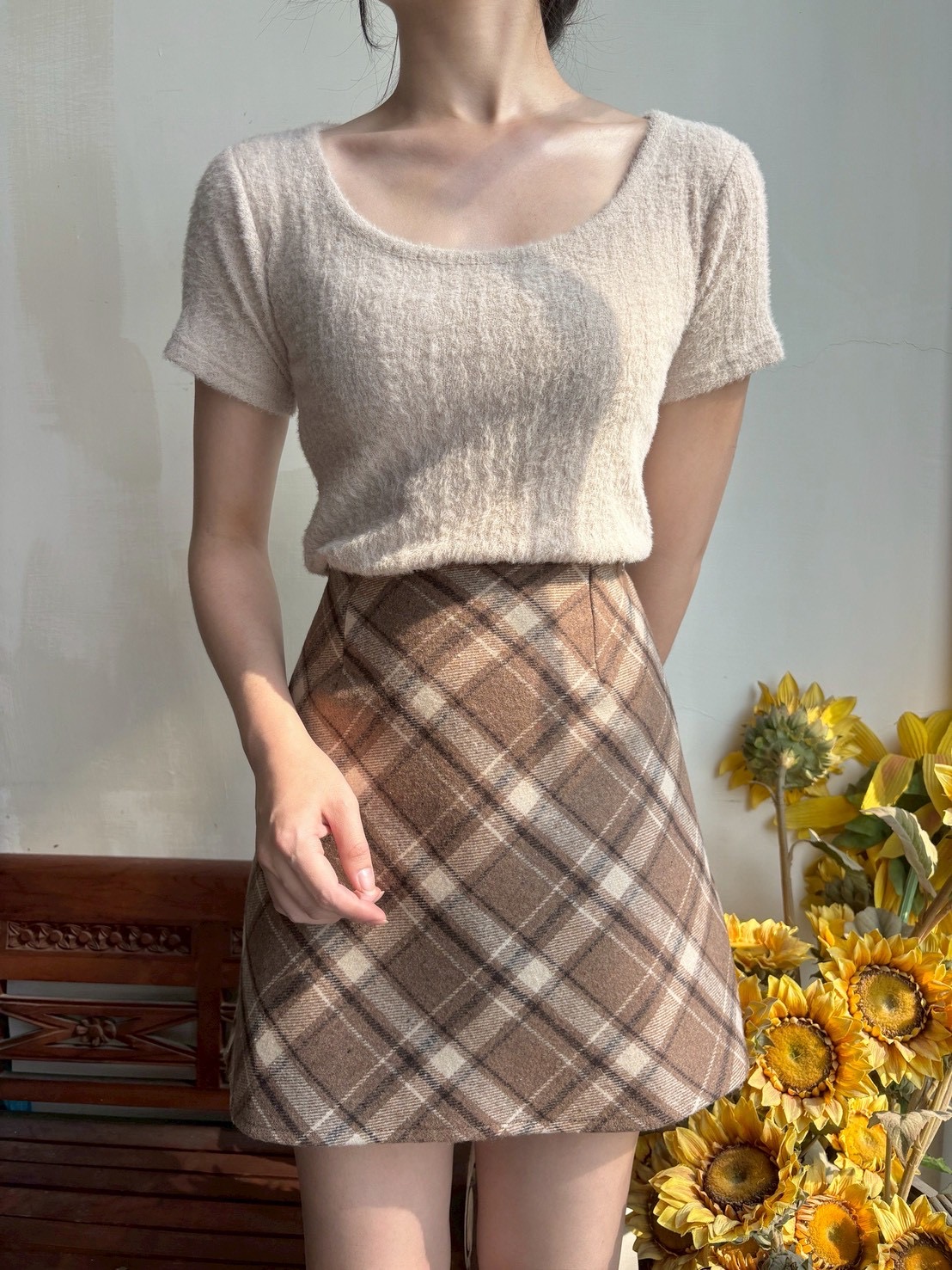 正韓🇰🇷薄海毛短袖圓領上衣(不刺)