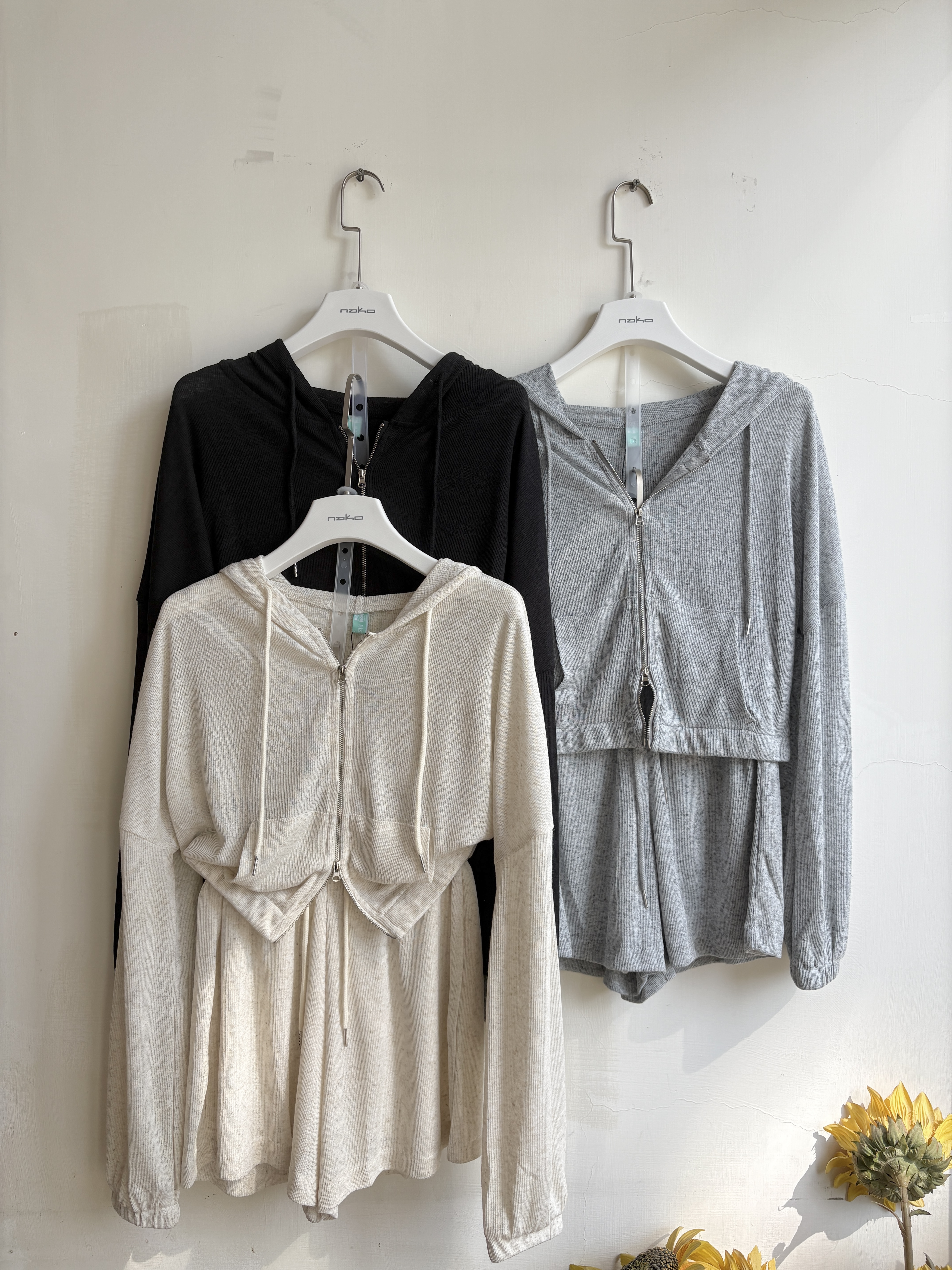 【套裝】透膚超薄針織外套短褲set