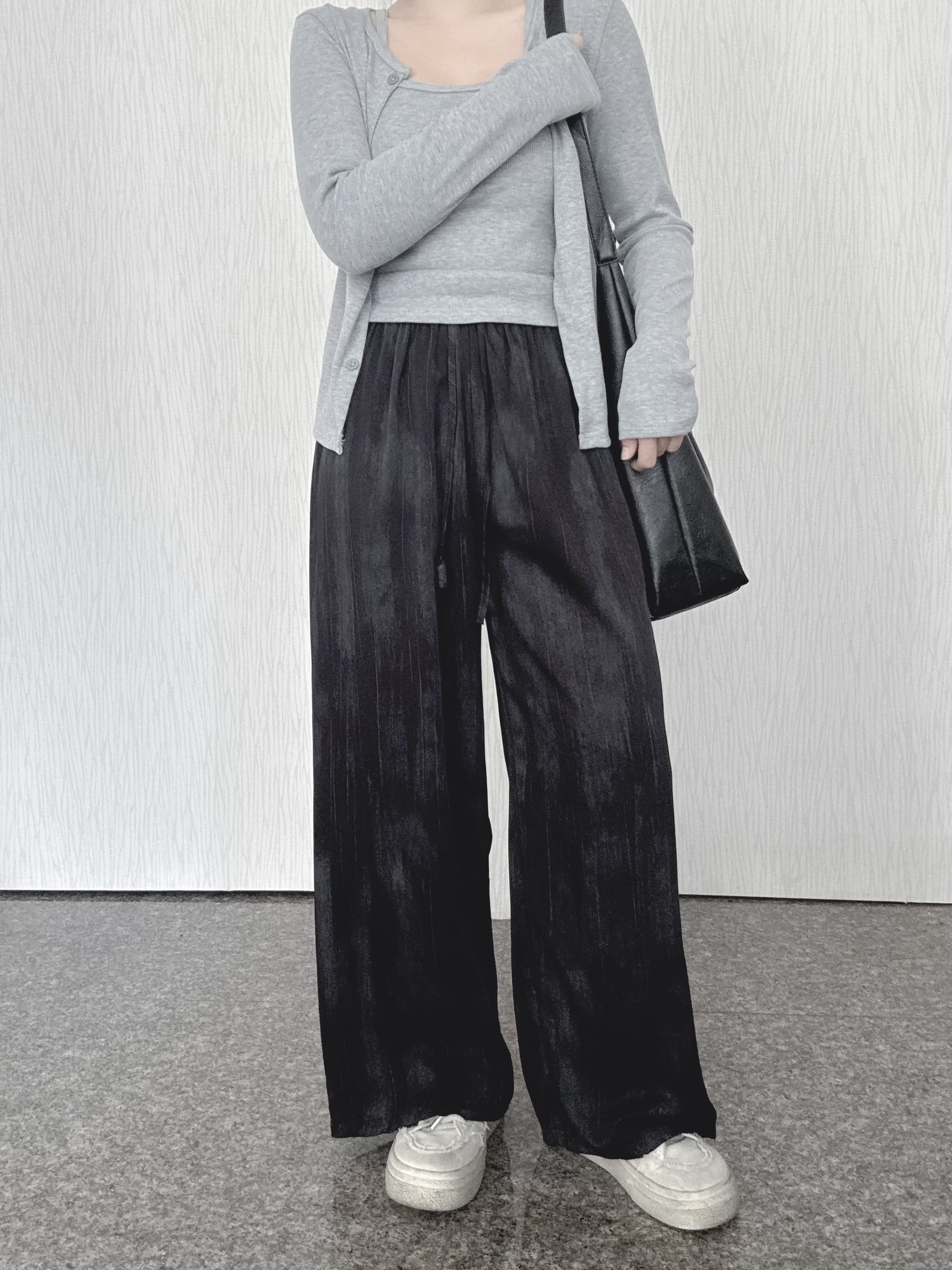 工業風刷色超薄休閒寬褲