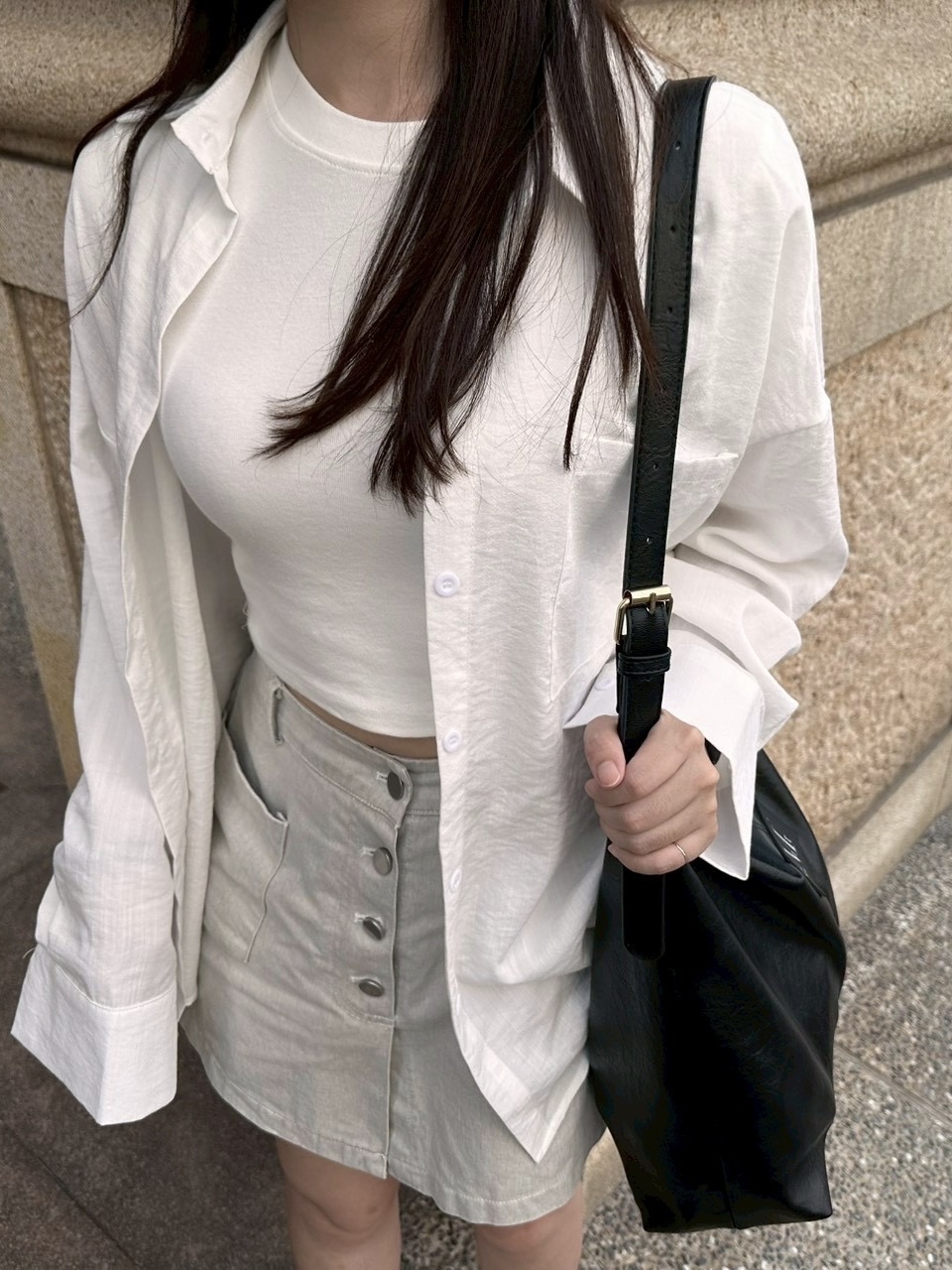 正韓-簡約薄款大寬襯衫
