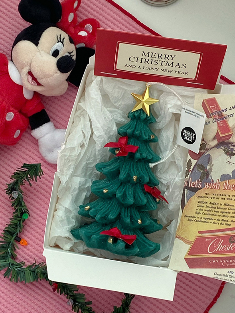 10X10代購🇰🇷蝴蝶結聖誕樹造型蠟燭5