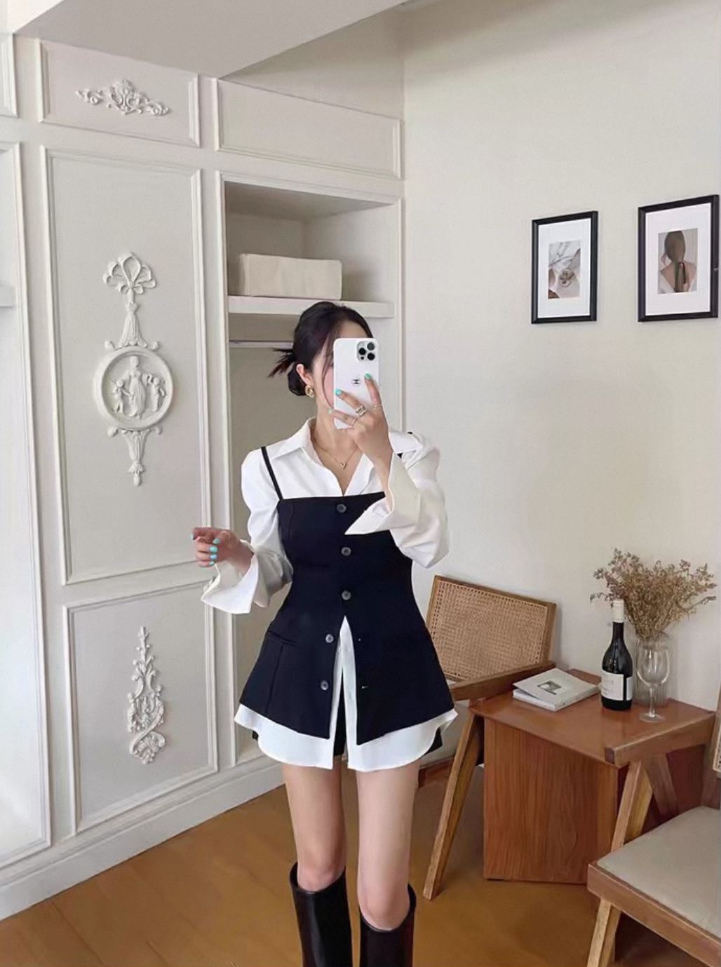 【套裝】兩件式-西裝細肩背心襯衫set