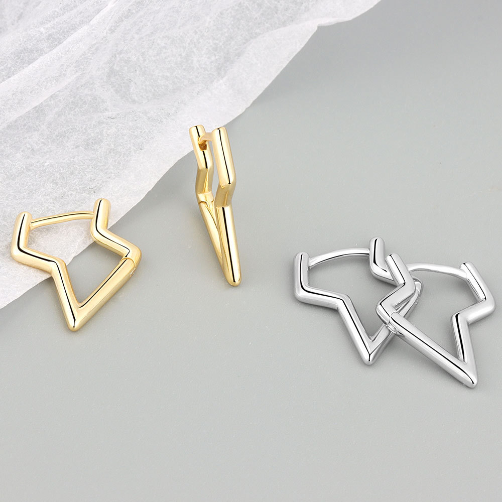 S925幾何閃電耳環