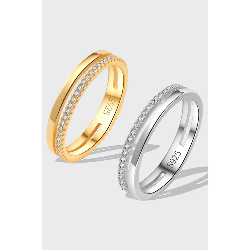 歐美雙層排鑽鋯石戒指
