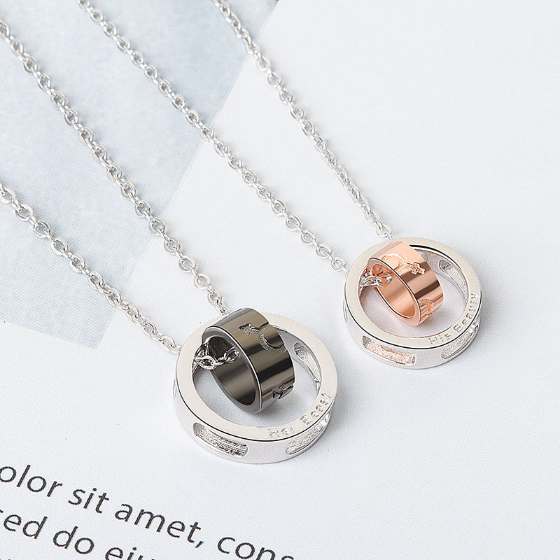 雙環吊墜情侶項鍊