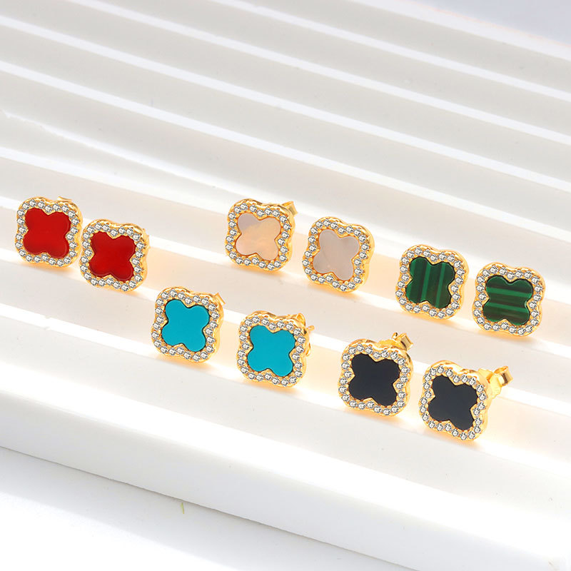 S925銀小眾設計白貝母瑪瑙耳環