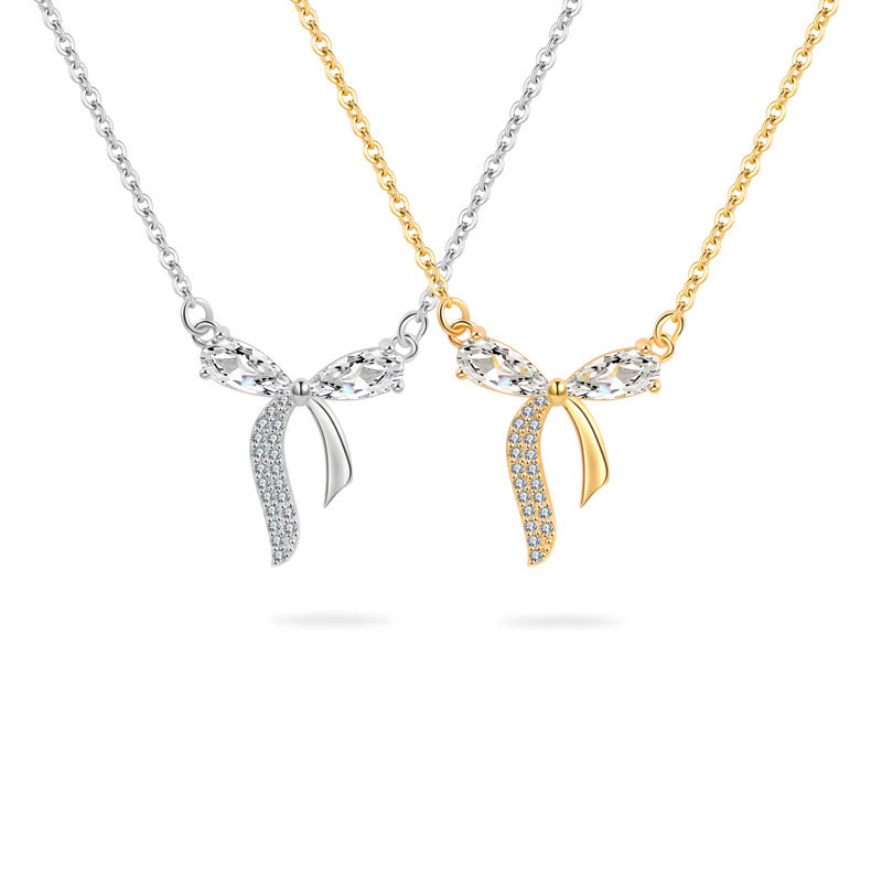 蝴蝶結鋯石鎖骨鏈