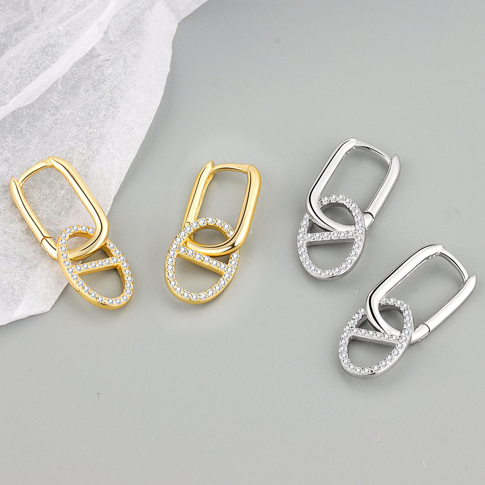 鑲鑽豬鼻子耳環