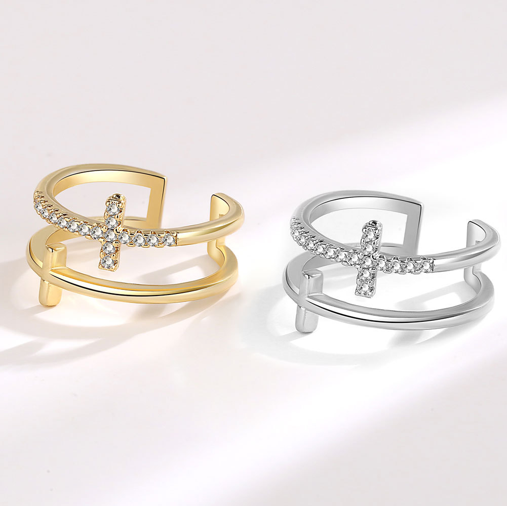 十字架S925純銀雙層戒指