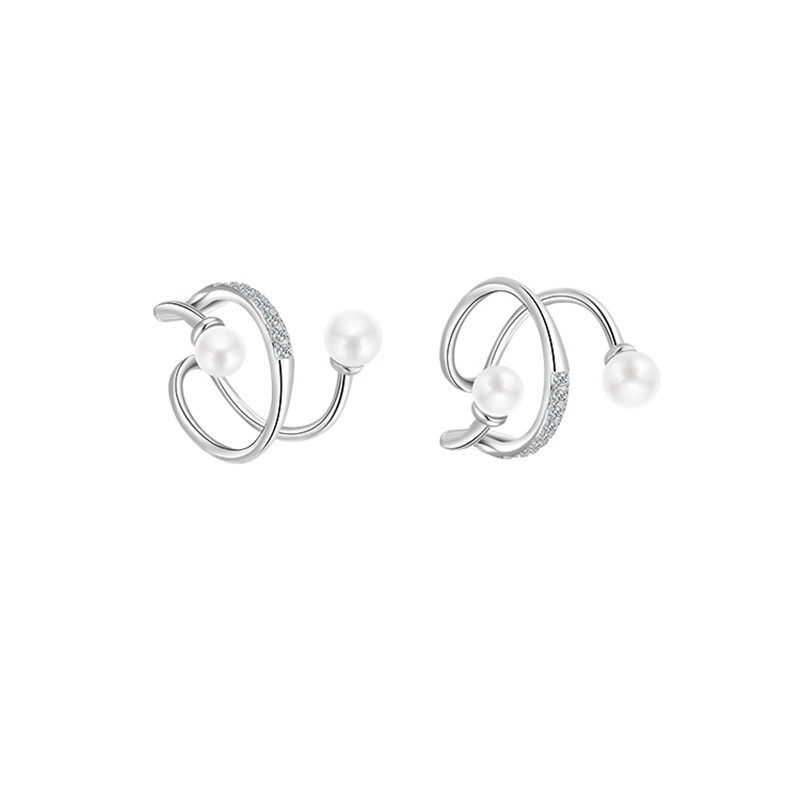 S925珍珠鋯石耳夾