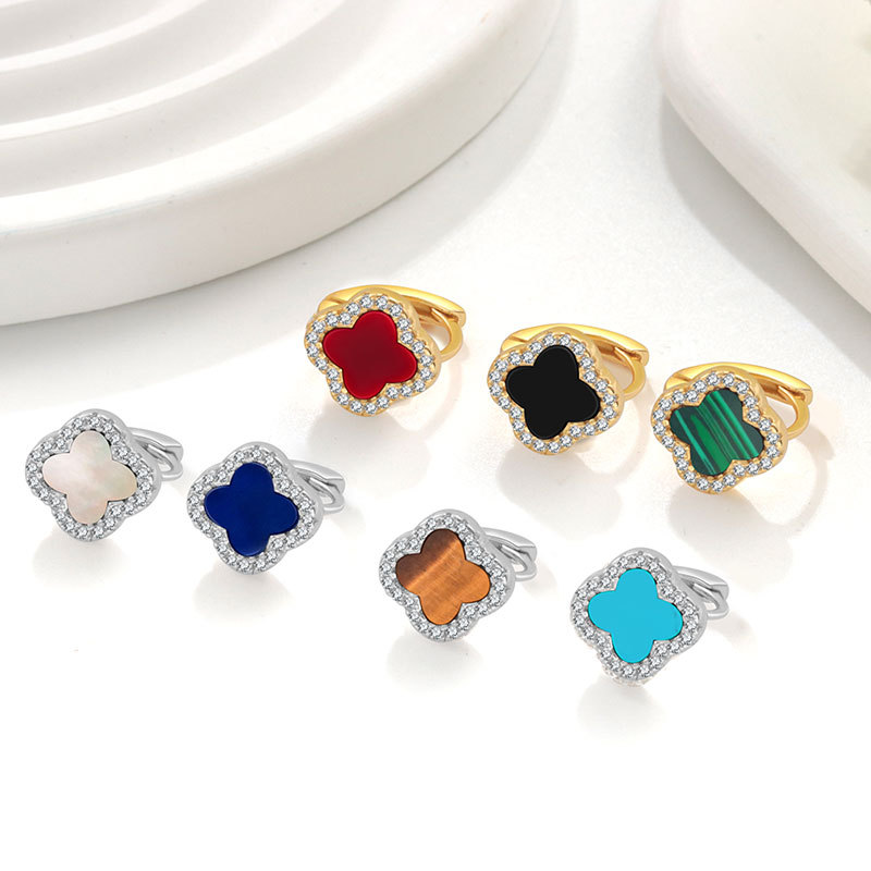 s925純銀四葉草耳扣