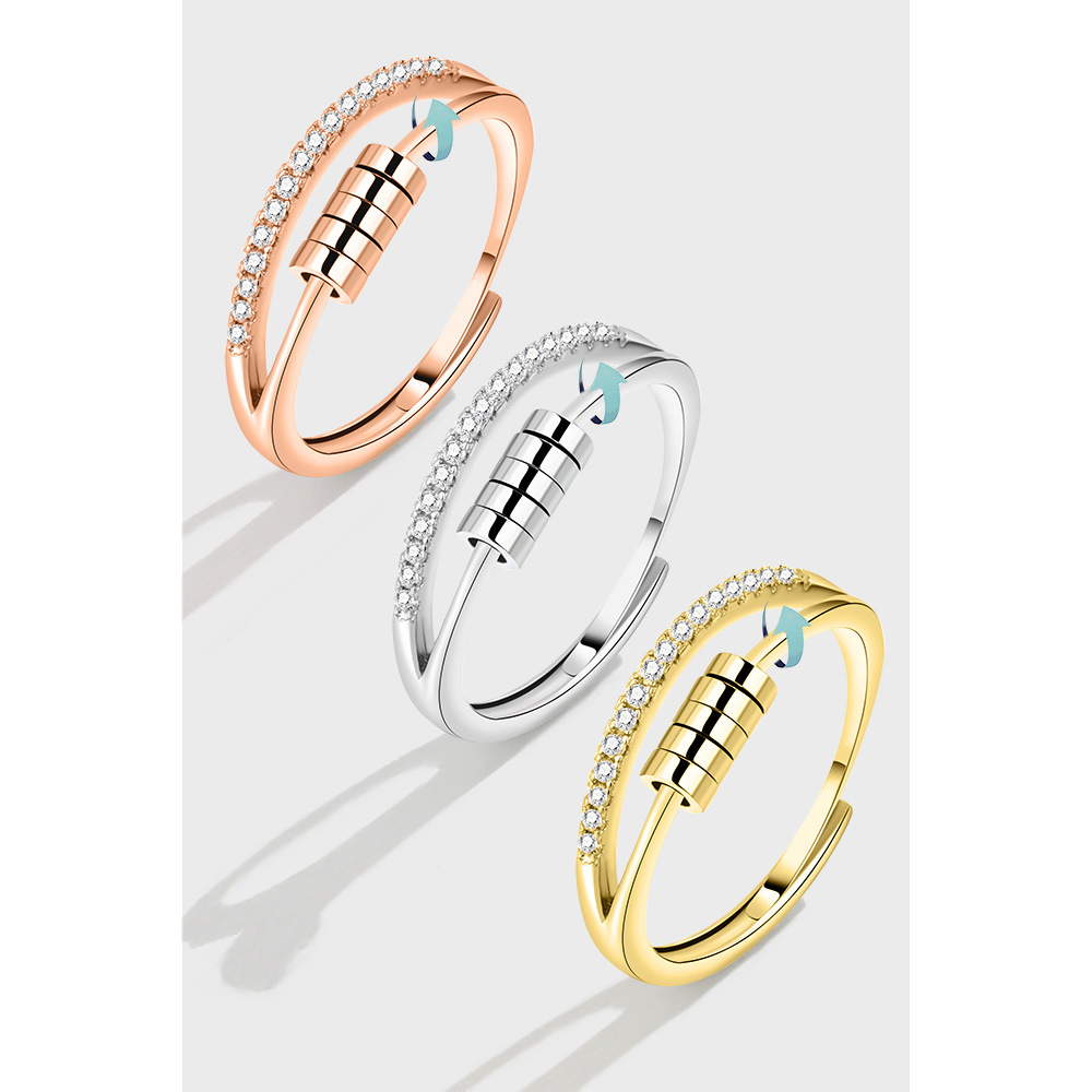 五環鋯石可旋轉戒指 五環鋯石可旋轉戒指