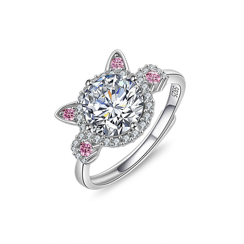 S925銀兩克拉可愛小貓戒指 S925銀兩克拉可愛小貓戒指