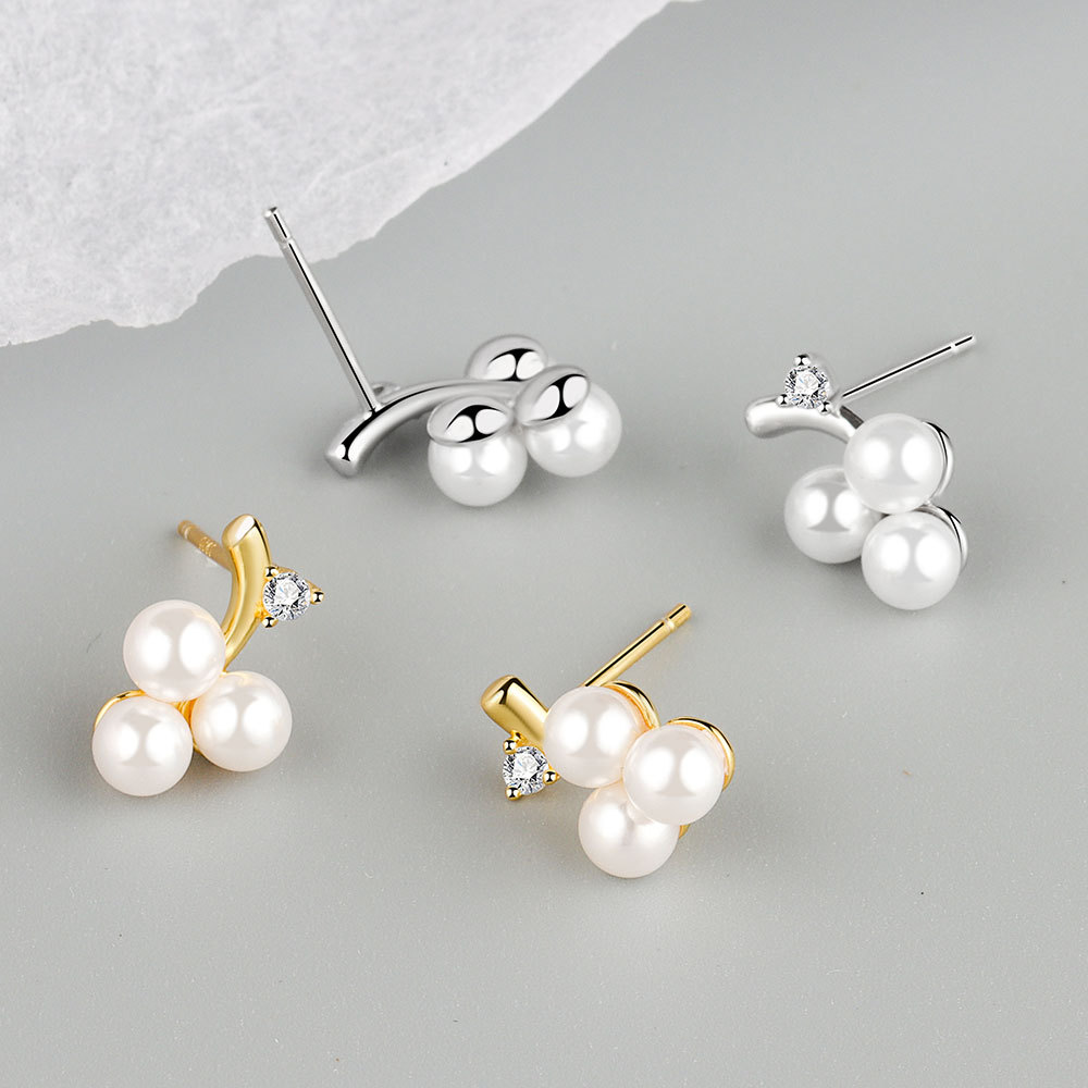 韓版百搭小葡萄珍珠耳釘