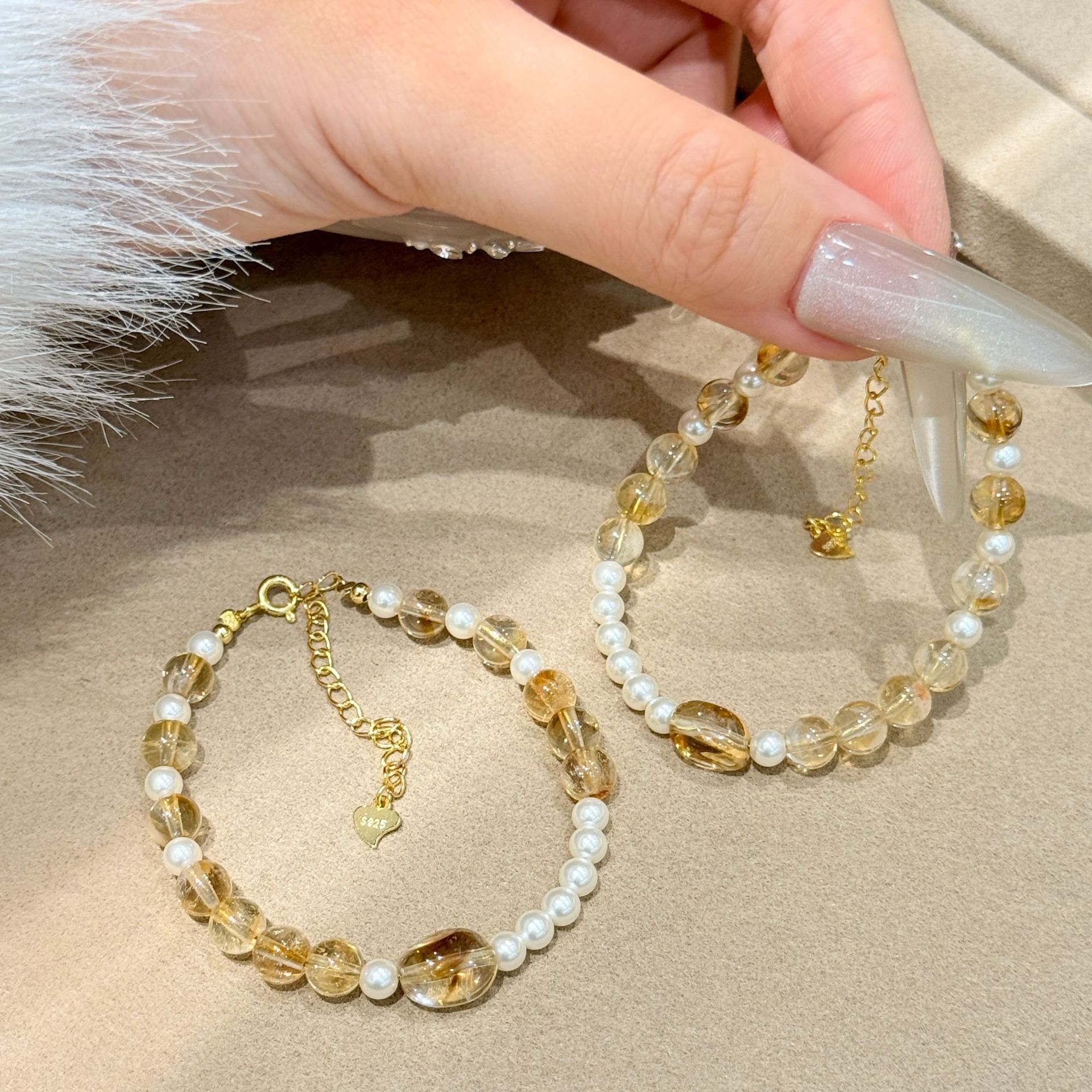 Glow of Grace 琉光映月 ｜黃塔晶珍珠手鏈