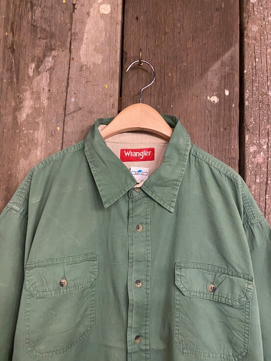 Vintage  wrangler  素面短袖襯衫 D-0623-2【星期一古著 BLUE MONDAY VINTAGE 台中店】