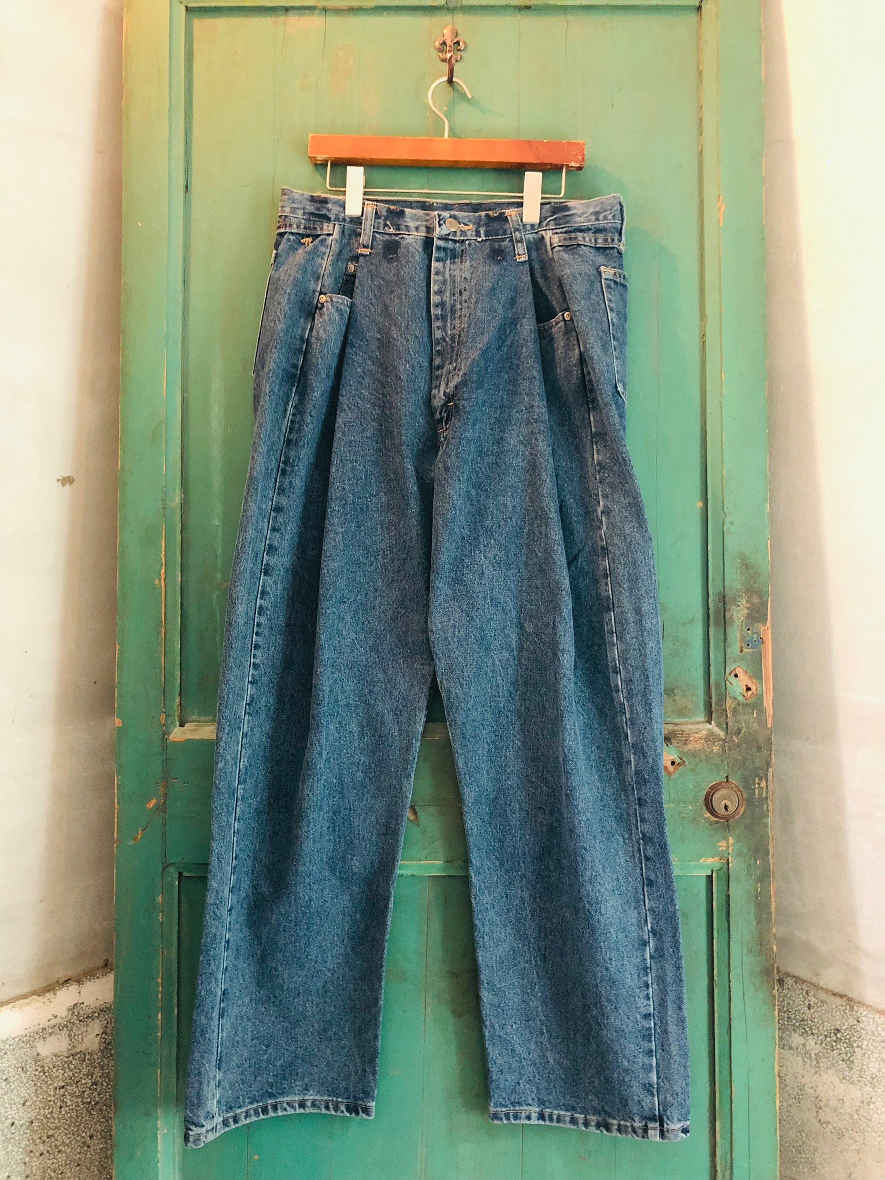 Wrangler 水洗Y2K打摺丹寧褲 (34腰) E-230802-8【星期一古著 BLUE MONDAY VINTAGE台南店】