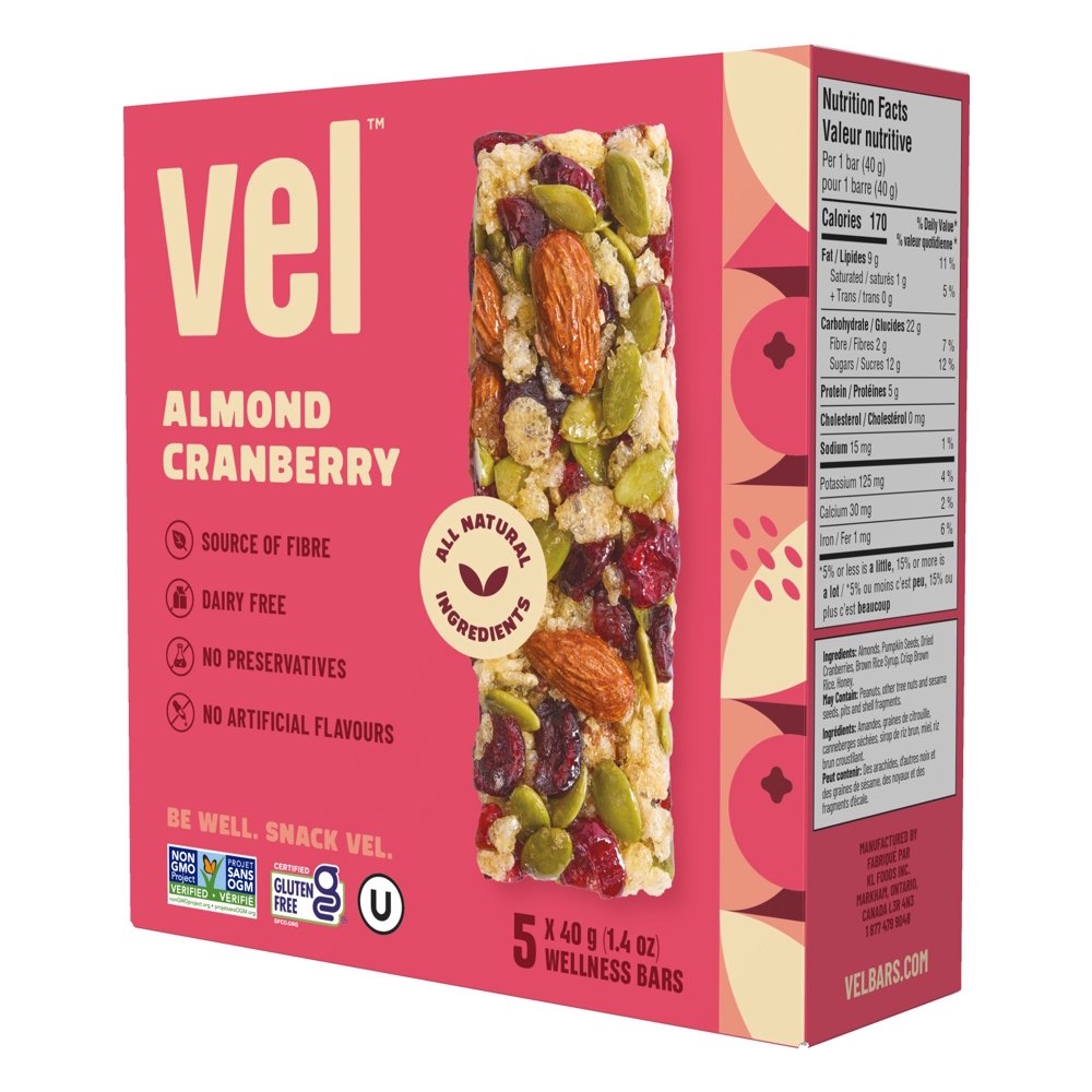 加拿大代購|VEL 杏仁莓果堅果棒 40g×5條|Maple Treats1