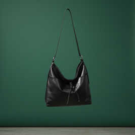 TRueSo 觸柔牛皮綁結肩包-黑色