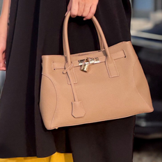 Éclat 真皮鎖釦三層手提包