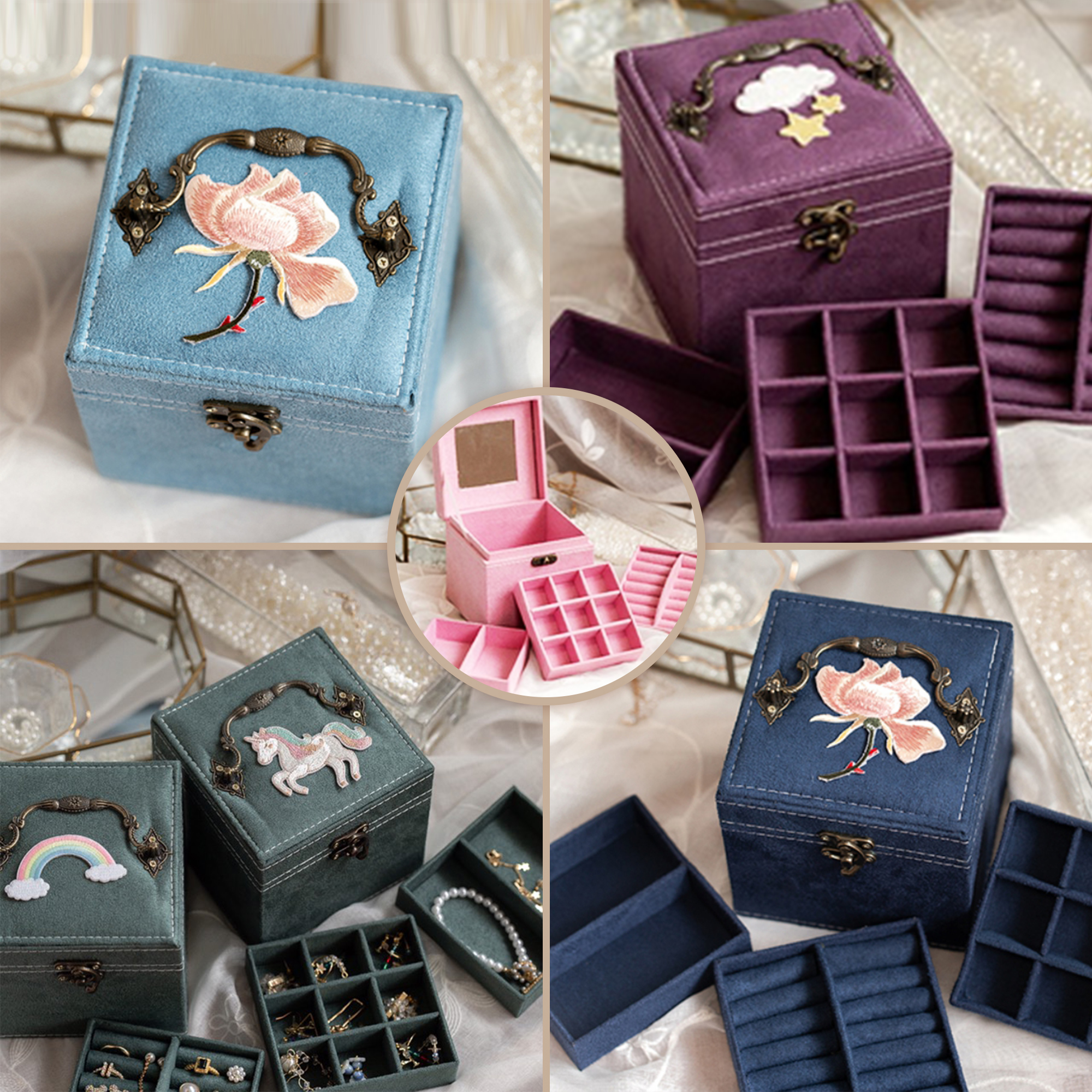 聖誕交換禮物特惠｜絨布三層珠寶盒 ♡12款可選♡